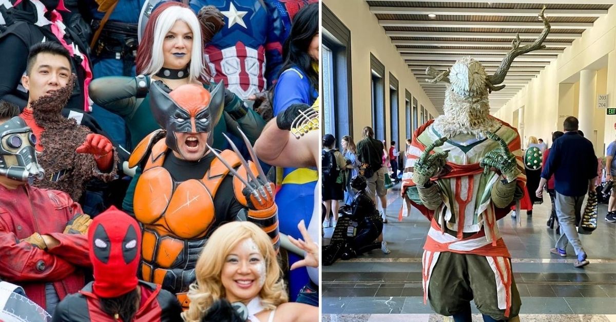 Crowd of cosplayers at Fan Expo Boston 2025 in the convention center